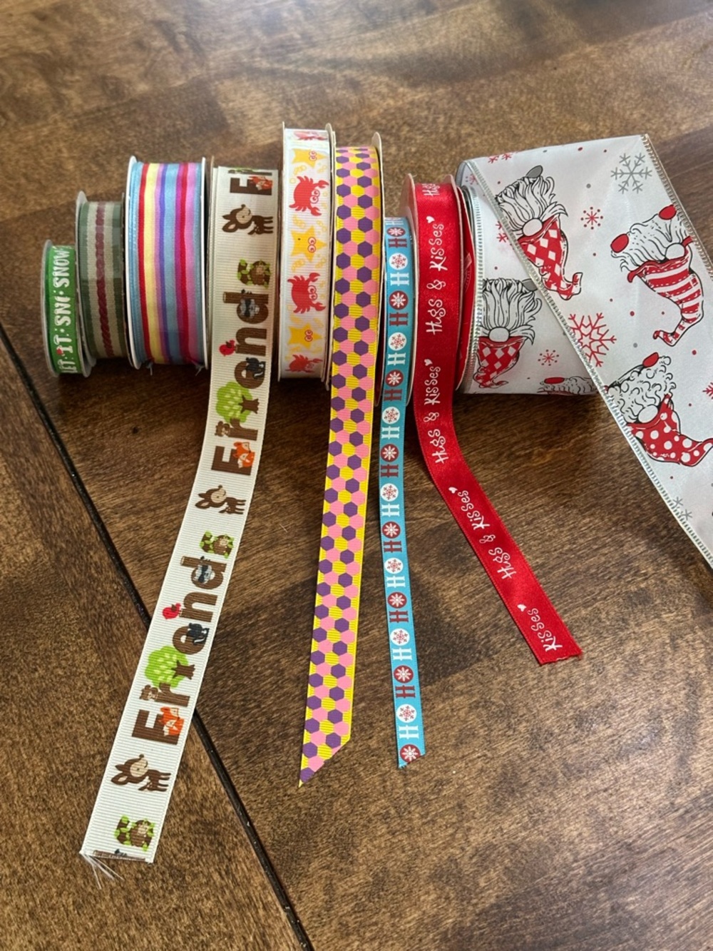 Festive Multicolor Holiday Ribbon Assortment - Red, White, Green, Pink, Blue